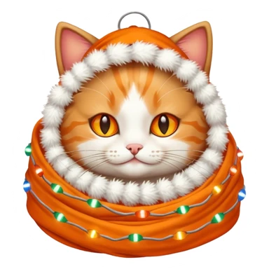 cat wrapped up in christmas lights sticker