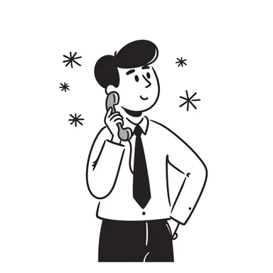 Business person with telephone and snowflakes around, representing a cold call sticker