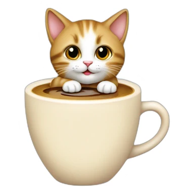 Un chaton qui bois un café crème sticker