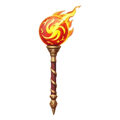 Clash of Clans aesthetic: Cinematic fireball Magic Staff Emoji, rendered in a 3D vector-style similar to standard emojis with minimal shading and bold, simplified shapes. A compact, isometric enchanted staff with intricate runic carvings and a glowing orb at its tip, softly glowing with a mystical arcane charm. Simplified yet unmistakably iconic, highly detailed and consistent, glowing with a soft radiant glow and high shine. Stylized with a touch of legendary sorcery and a soft glowing outline, capturing the essence of a powerful magic staff with a friendly, playful vibe! sticker
