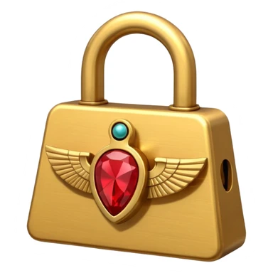 ancient Egyptian lock object icon, golden metal lock, ankh symbol, scarab engraving, red gemstone detail, 3D cartoon, mobile game icon style, centered, clean background, soft shadow, no text, no watermark
 sticker