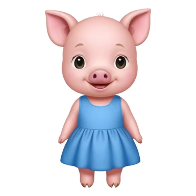 a baby pig wear blue dress sticker