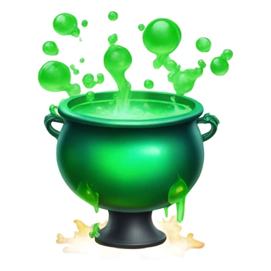 green magic cauldron with potion sticker