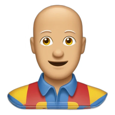 rectangular tin of anchovies red blue yellow colors with an image of a tanned bald man on the side sticker