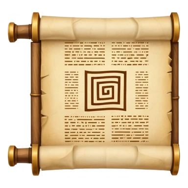 the Torah, stylized ancient scroll, parchment texture, iconic, suitable for emoji or icon sticker