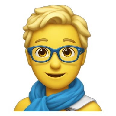 gelbes Herz mit blauem Schal sticker