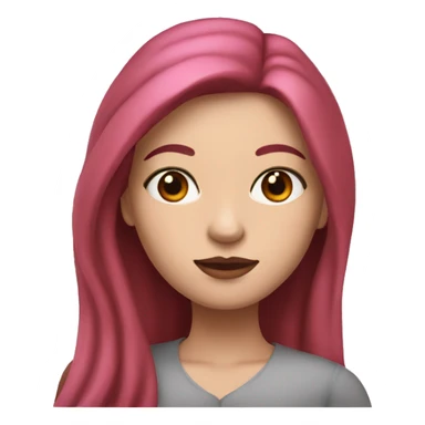 Woman with a white skin that has Long Dark red hair and brown eyes with an eyeliner and lashes coding on a pink macbook sticker