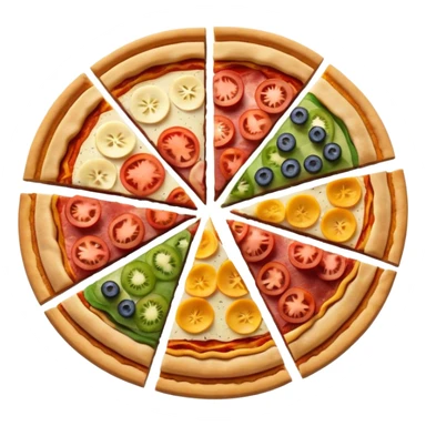 a pie chart sitting on top of a pizza  which has no other toppings sticker