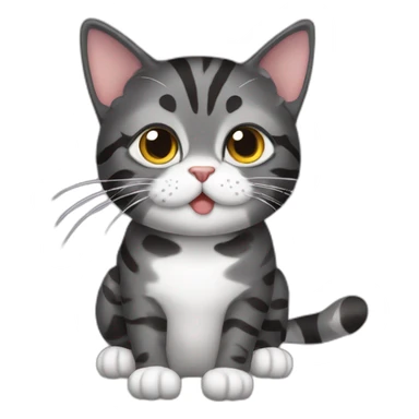 Black mackerel tabby cat blowing kiss sticker