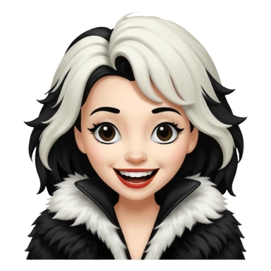 Cruella hair color split in the middle, crying of laughter sticker