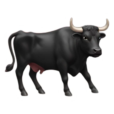 black bull on red bg sticker
