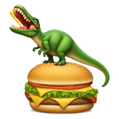 Dinosaur eating a burger sticker