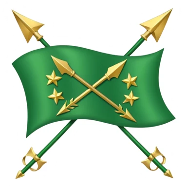 The Circassian flag has a green background with twelve gold stars forming an arc that looks like a bow. There are three crossed arrows in the center of the flag. sticker