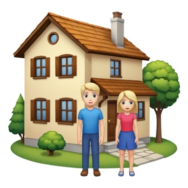 house with 2 people standing to it's side sticker