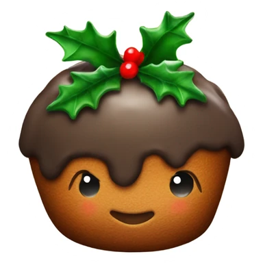 christmas pudding with icing and holly and berry  sticker