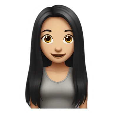 Cute girl with long black hair smiling sticker