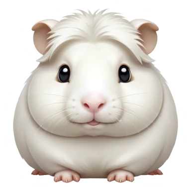 Cinematic Noble White Guinea Pig Portrait Emoji, Poised and regal, with a compact, chubby build and a pristine, well-groomed pure white fur, deep-set soulful dark eyes, Simplified yet sharp and sophisticated features, highly detailed, glowing with a soft, dignified glow, high shine, intelligent and sweet, stylized with an air of gentle purity, focused and attentive, soft glowing outline, capturing the essence of a watchful and confident little companion, so majestic it feels as though it could scurry out of the screen with effortless authority! sticker
