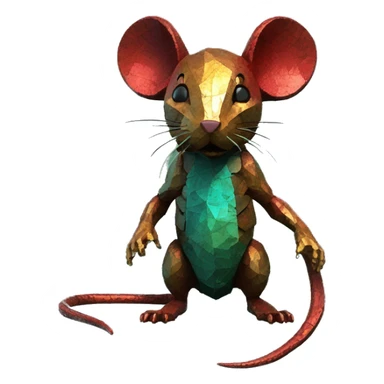 Black red gold green cyan rusty grunge effect scratched patina rat mouse puppy scorpion tail stinger pixel 3d render low poly sticker