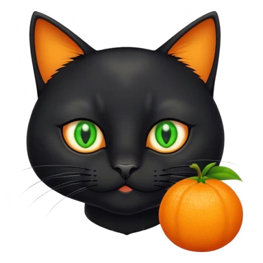 big black cat with green eyes and small orange cat  sticker