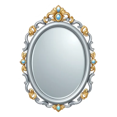 silver elegant mirror with a lot of decoration sticker