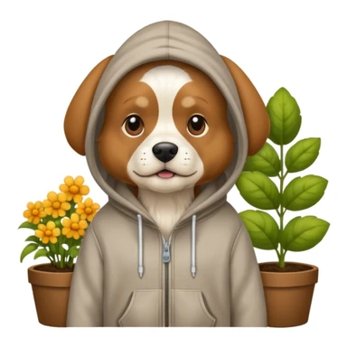 dog in a hoodie, garden background sticker