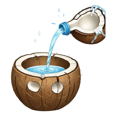 A coconut with water being poured over it. Simple line art, minimal composition showing the ritual offering. sticker