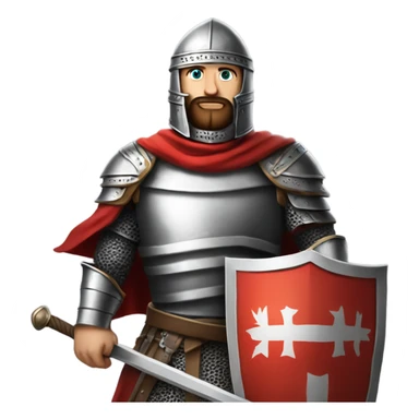 make an emoji like this 🧙🏻‍♂ but instead the guy without a beard and also wearing "Crusaders" clothing and a helmet plus with a sword and shield
make sure there is the Crusaders flag on the armour  from the First Crusade 
 sticker