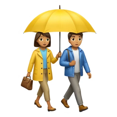 Couple under yellow umbrella, City Rain Scenes sticker