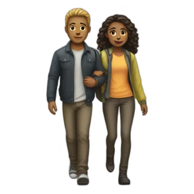 Straight girl and gay guy walking to work in sf sticker