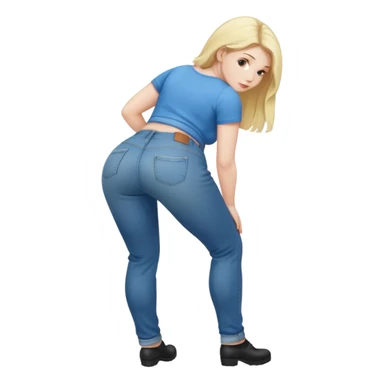 Naked blonde girl bending over with fat ass sticker