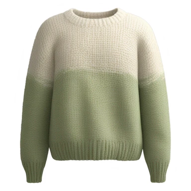 Sage and White cropped oversize wool sweater, isolated sticker