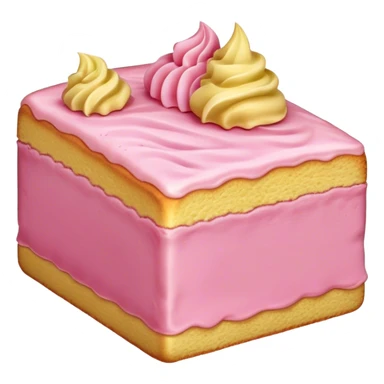 sweet simple slice of sponge cake with pink frosting on the outside, facing the right sticker