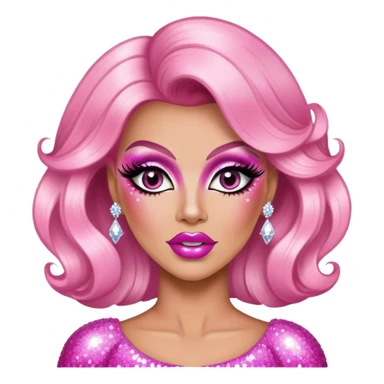 pink drag queen glitter sparkles babe girl makeup diva brat sticker