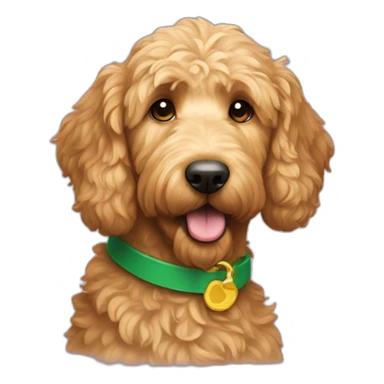 golden doodle with green collar sticker