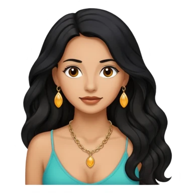 Mujer morena pelo ondulado negro largo sticker