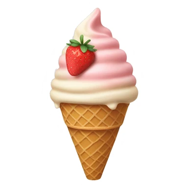 Cream and strawberry ice cream with beige cone aesthetic sticker