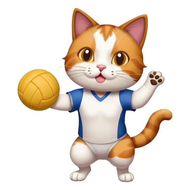 Cat playing volleyball with dessert  sticker