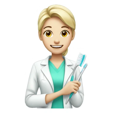 dentist girl with a toothbrush in his hand sticker