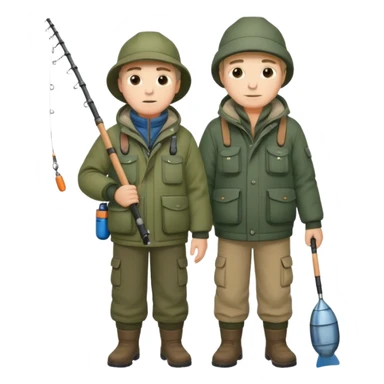 Father and son in fishing gear are cold full body sticker