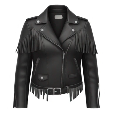 women’s black leather jacket with fringe sticker