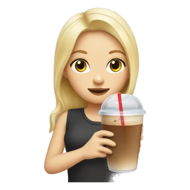 blonde girl drinking iced coffee sticker