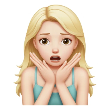 A blonde white girl chocking herself with her hands sticker