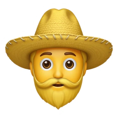 Un emojis amarillo con sombrero y barba sticker