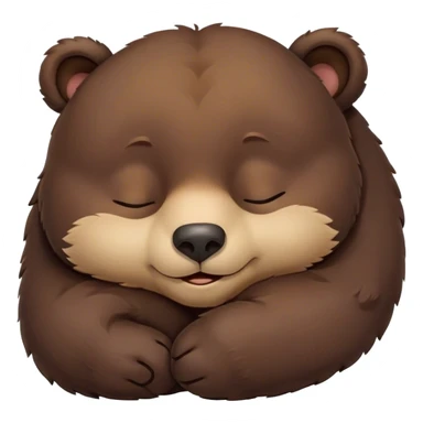 Meme-Worthy Cute Sleeping Bear Portrait Emoji, Head resting peacefully with a contented smile, showcasing a massive, robust build and a luxuriously soft dark brown fur, eyes shut in a serene, restful nap, Simplified yet hilariously adorable features, highly detailed, glowing with a soft, drowsy light, high shine, relaxed and utterly lovable, stylized with an air of playful laziness, bright and heartwarming, soft glowing outline, capturing the essence of a comically sleepy bear, so meme-worthy it feels like it could instantly become the next viral sensation of adorable slumber! sticker