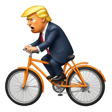 Donald Trump on a bicycle turning orange.  sticker