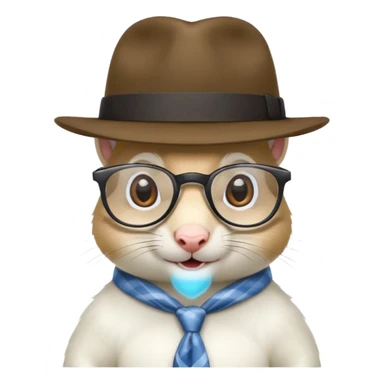 white squirrel with glasses and fedora sticker