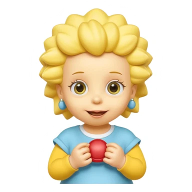 A 3D cartoon baby character fully yellow skin, styled like Maggie Simpson, with pacifier, big eyes, smooth shading, Memoji-style rendering, consistent with other yellow Simpsons characters. sticker