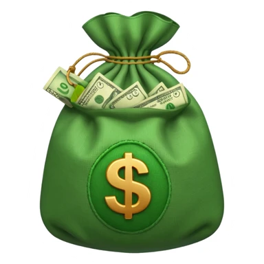 money bag emoji with no sign or face, with money poking out of it  sticker