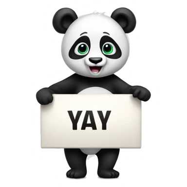 A panda holding a sign that says yay sticker