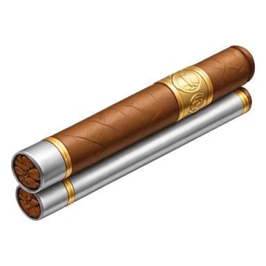 A luxury cigar emoji made of silver chrome, smooth metallic texture, minimal shape, glossy reflections, rich swag aesthetic, iOS emoji style, centered, clean white background sticker